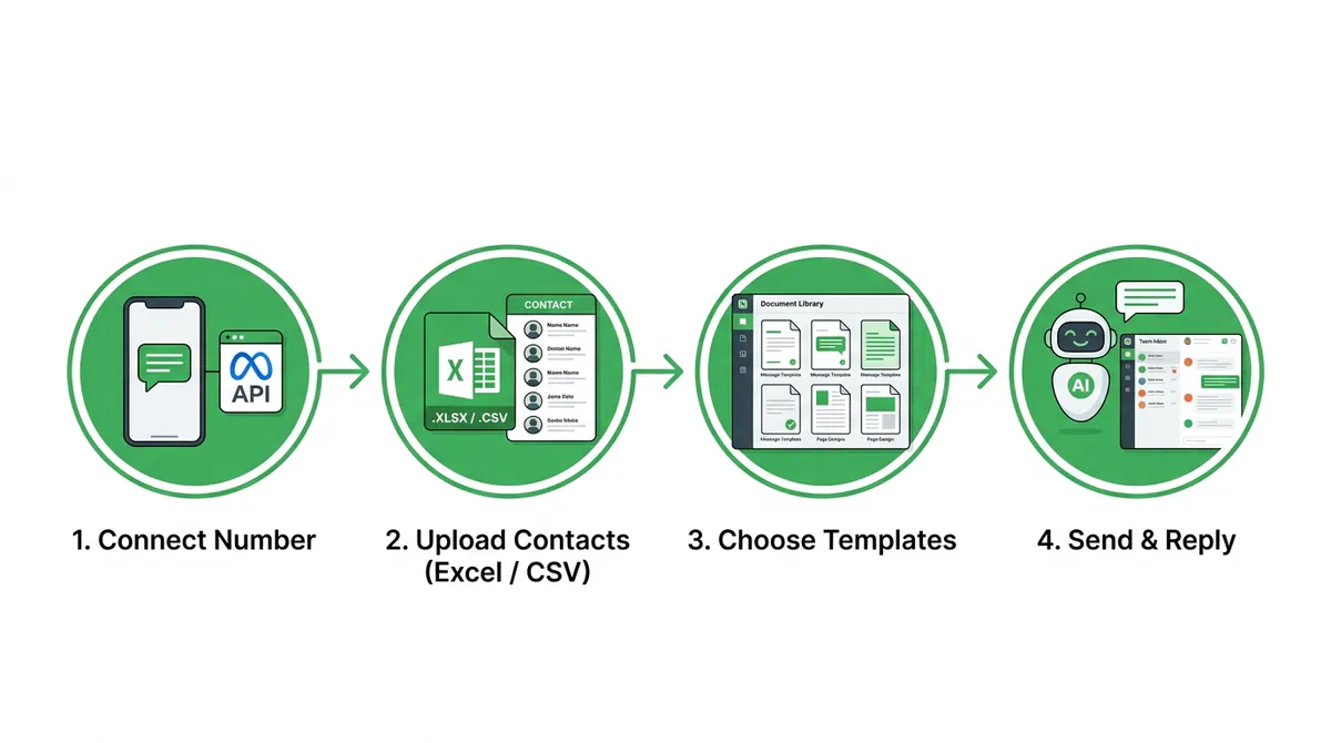 Four steps to set up WhatsApp messaging for a college