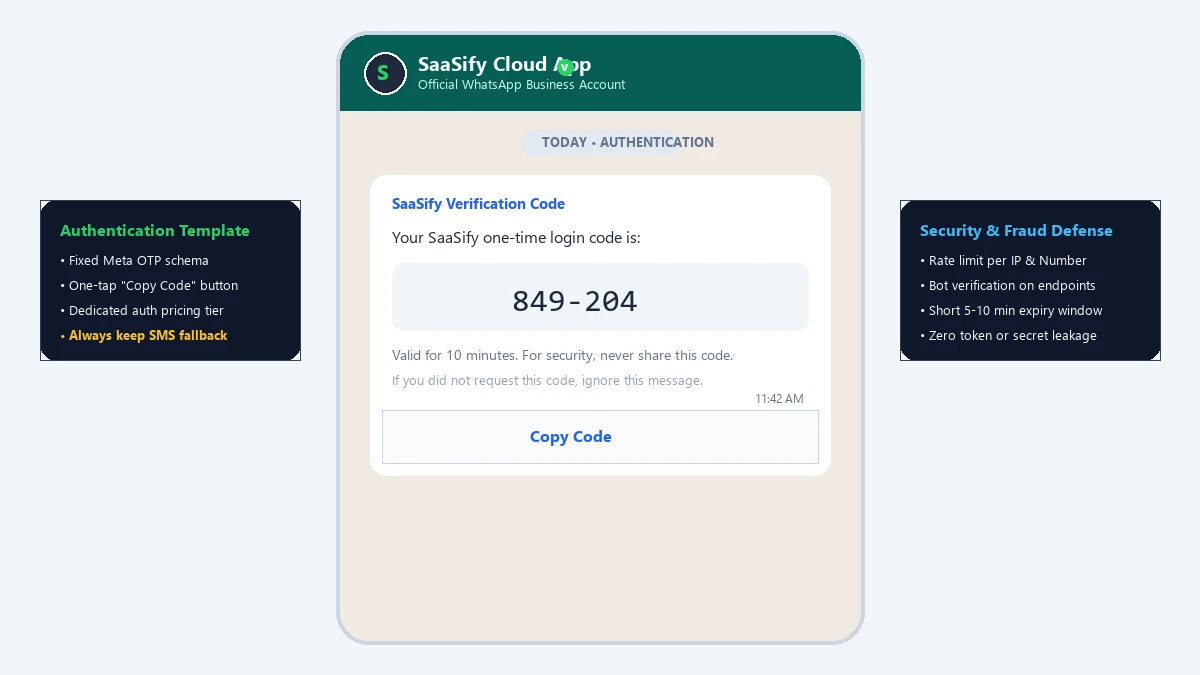 Example WhatsApp login code message