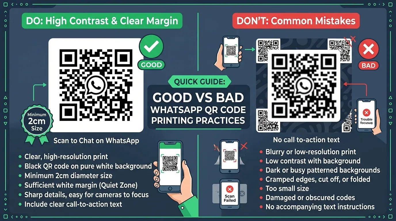 Good and bad ways to print a WhatsApp QR code